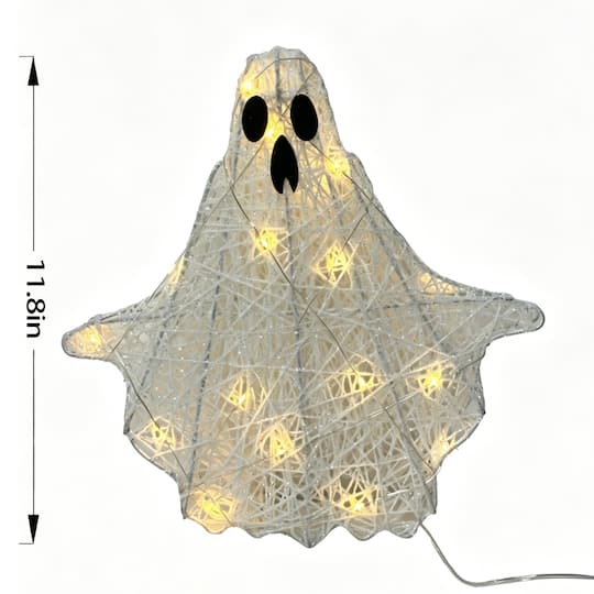 11.75" Lighted White Wire Ghost Tree Topper with Warm White LED Lights by Ashland®